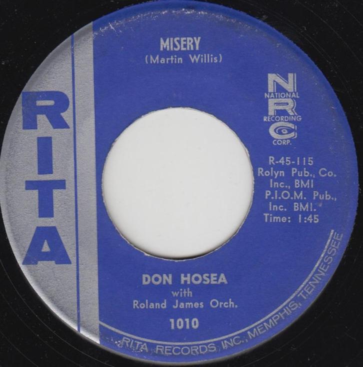 Don Hosea With Roland James Orch. ‎– Misery " Popcorn - '7 ", Cd's en Dvd's, Vinyl Singles, Zo goed als nieuw, Single, Overige genres