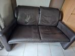 Leder donker bruin, Huis en Inrichting, Ophalen, Gebruikt, Driepersoons, Leer
