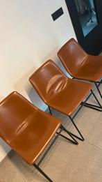 Set van 6 cognackleurige stoelen, Huis en Inrichting, Stoelen, Ophalen, Gebruikt, Bruin, Leer