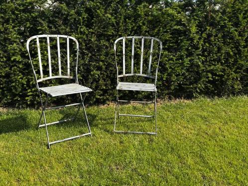 2 x klapstoel / tuinstoel metaal, landelijke stijl, Tuin en Terras, Tuinstoelen, Zo goed als nieuw, Metaal, Inklapbaar, Ophalen of Verzenden
