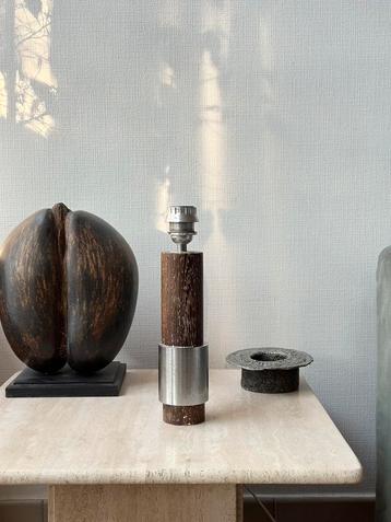 Mid-century Wengé, chroom tafellamp beschikbaar voor biedingen
