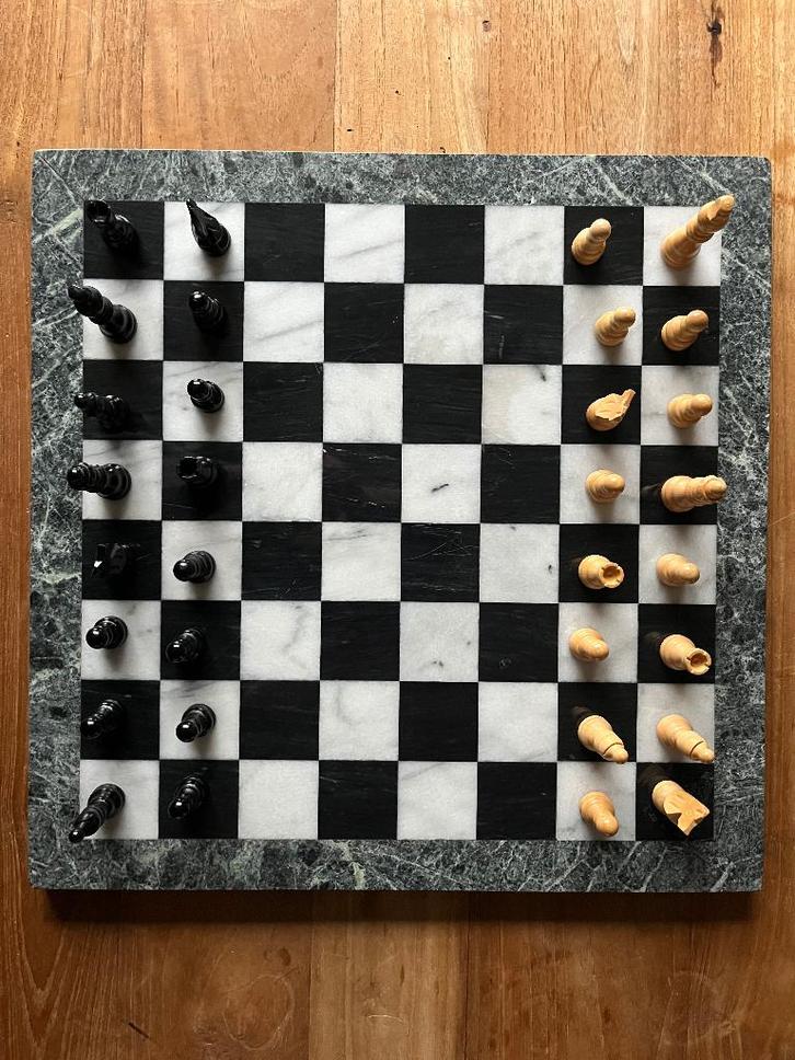 Schaakbord marmer, Hobby en Vrije tijd, Gezelschapsspellen | Bordspellen, Gebruikt, Een of twee spelers, Ophalen