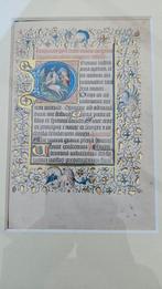 Verluchte bladzijde Getijdenboek, miniatuur, Antiek en Kunst, Ophalen of Verzenden