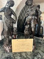 Koppel bronzen herder en herderin August Moreau certificaat, Antiek en Kunst, Antiek | Brons en Koper, Ophalen