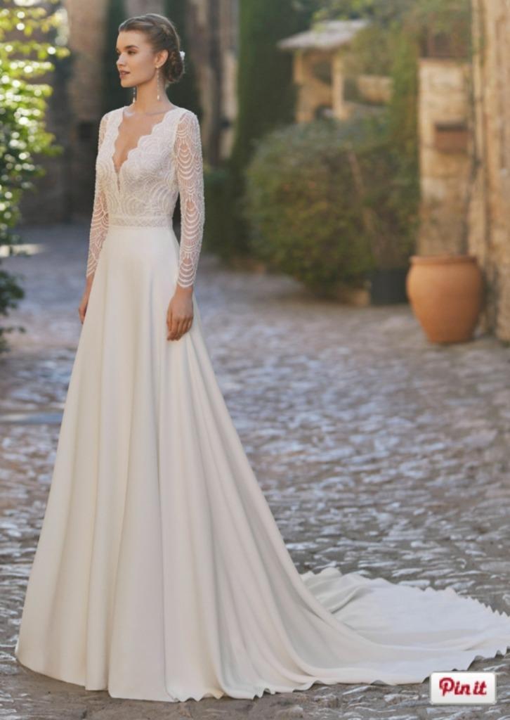 Nieuwe trouwjurk Rosa Clara, Kleding | Dames, Jurken, Nieuw, Maat 38/40 (M), Wit, Onder de knie, Ophalen
