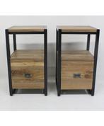 2 industriele nachtkastjes, Huis en Inrichting, Minder dan 45 cm, Nieuw, Hout, 55 tot 70 cm