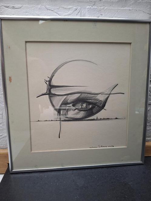 mooie houtskooltekening van Wim ibens 1976, Antiek en Kunst, Kunst | Tekeningen en Fotografie, Ophalen of Verzenden