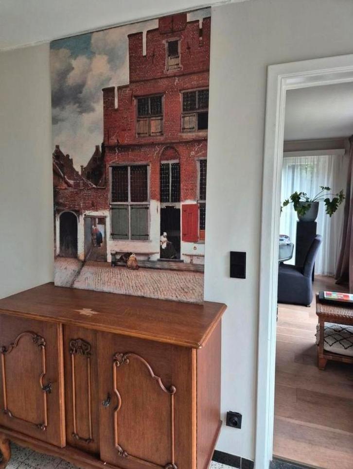 Het straatje van vermeer op aluminium 98 cm x 145 cm, Antiek en Kunst, Kunst | Schilderijen | Klassiek, Ophalen