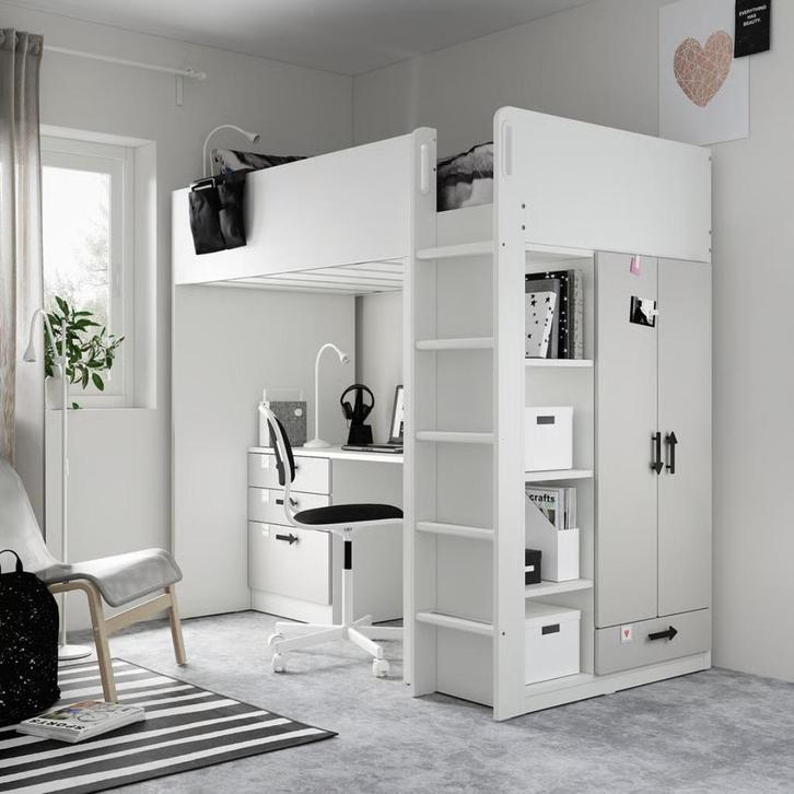 lit mezzanine avec bureau et armoire, Kinderen en Baby's, Kinderkamer | Stapelbedden en Hoogslapers, Zo goed als nieuw, Hoogslaper