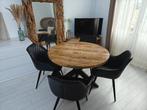 Table ronde en bois + 4 chaises, Maison & Meubles, Enlèvement, Comme neuf, 4 à 6 chaises