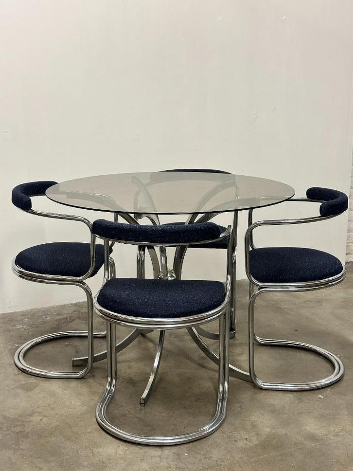 Salontafel vintage chrome space age, Antiek en Kunst, Antiek | Meubels | Tafels, Ophalen