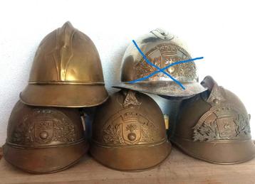 Lotje 4x brandweerhelm sapeur (begin 20s eeuw) beschikbaar voor biedingen