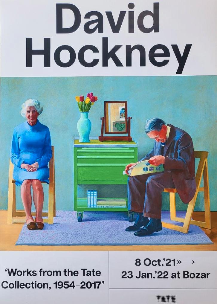 David Hockney - Exhibition at BOZAR - 100 cm op 70 cm, Antiek en Kunst, Kunst | Litho's en Zeefdrukken, Ophalen of Verzenden