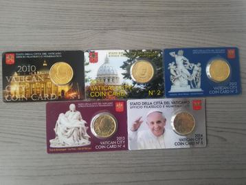 Vaticaan 5 coincards met 50 eurocent BU kwaliteit