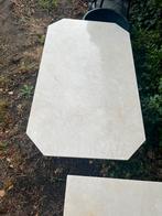 Gelige marmere tafel +bijzet tafeltje, Ophalen, Overige materialen, Marmer, 100 tot 150 cm