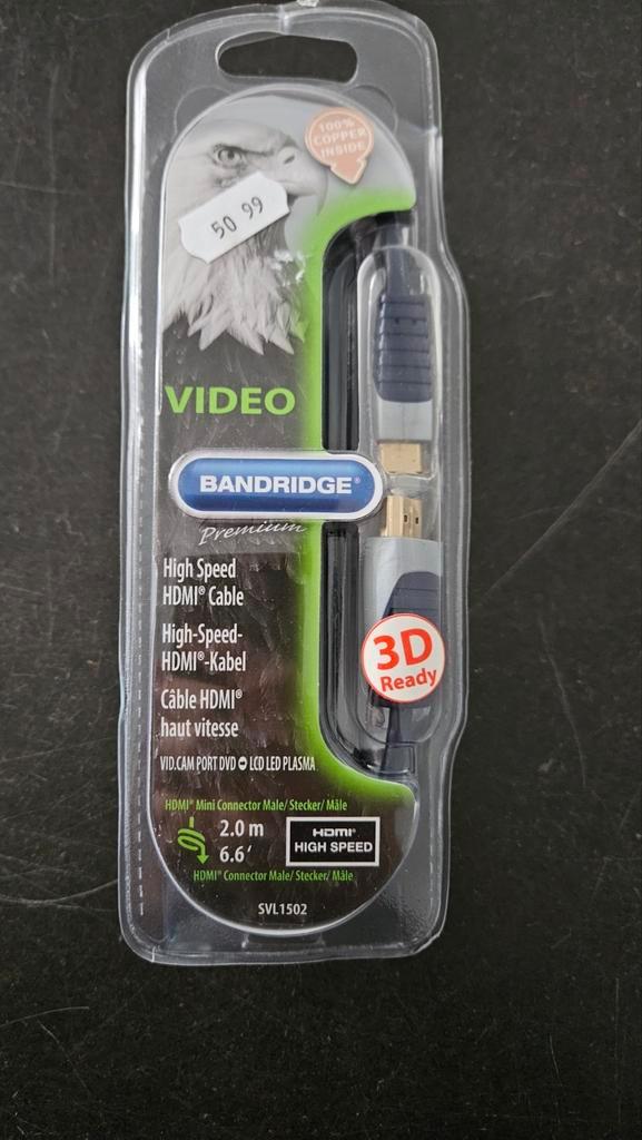 Bandridge mini-HDMI naar HDMI 2m, Audio, Tv en Foto, Audiokabels en Televisiekabels, Nieuw, Ophalen of Verzenden