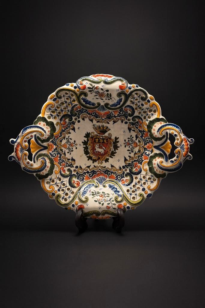 Opengewerkte Desvres aardewerken schaal in Rouen-stijl - pol, Antiek en Kunst, Antiek | Keramiek en Aardewerk, Ophalen of Verzenden