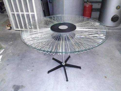 ronde glazen tafel, Huis en Inrichting, Tafels | Salontafels, Zo goed als nieuw, Ophalen