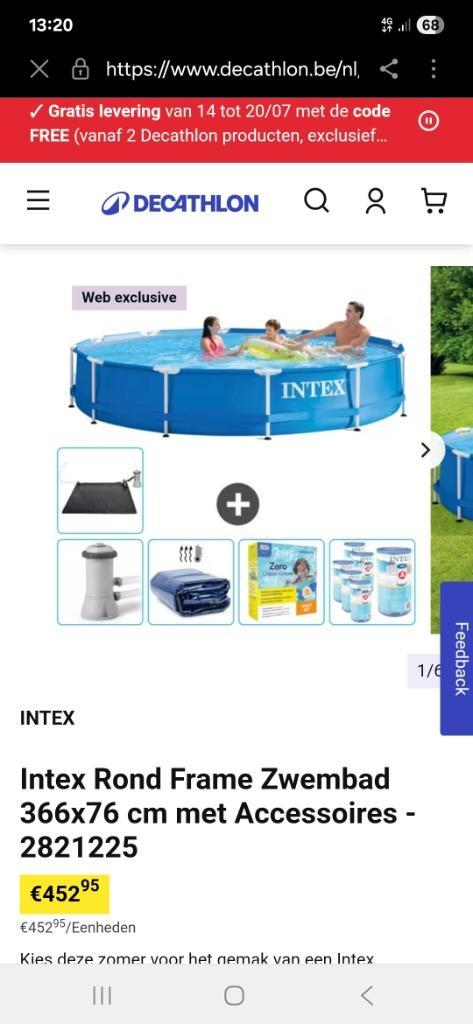 Zwembad intex, Tuin en Terras, Zwembaden, Gebruikt, Opzetzwembad, 80 tot 120 cm, 200 tot 400 cm, 300 cm of meer, Rond, Ophalen