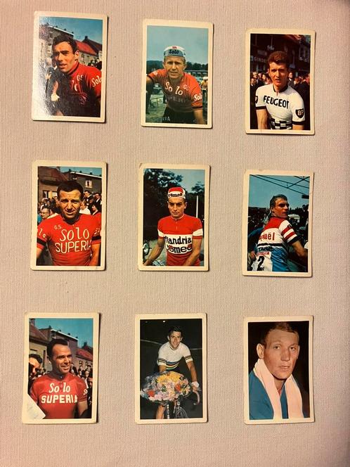 9 kaarten wielrenners Tom Simpson Rik Van Steenbergen Bracke, Verzamelen, Foto's en Prenten, Gebruikt, Ophalen of Verzenden