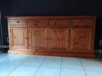 Dressoir met 4 deuren in massief grenen gebeitst honing, Huis en Inrichting, Kasten | Dressoirs, Ophalen, Gebruikt, Grenenhout