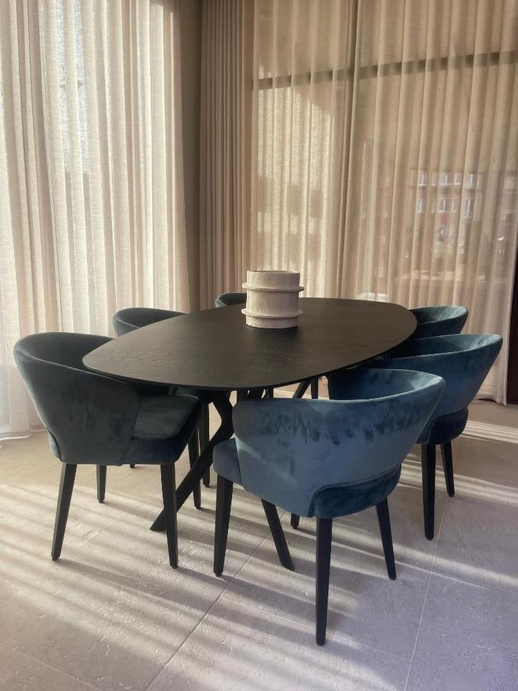 Vol eiken tafel eclips, Maison & Meubles, Tables | Tables à manger, Comme neuf, 200 cm ou plus, Cinq personnes ou plus, Ovale