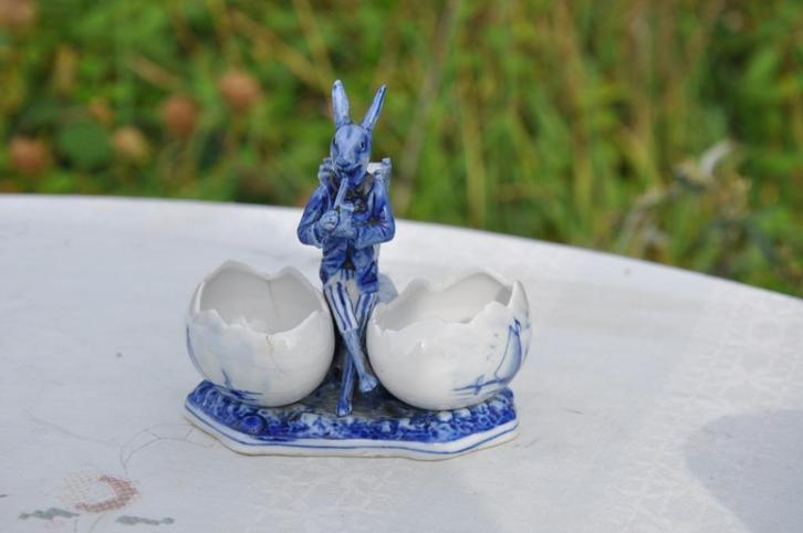 saleron en porcelaine forme lapin oeuf decor bateau, Antiek en Kunst, Antiek | Woonaccessoires, Ophalen of Verzenden