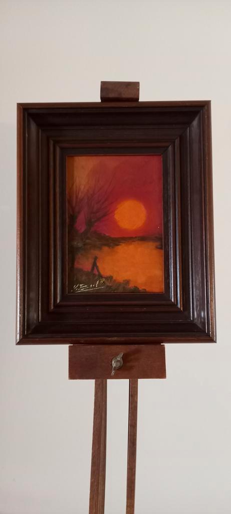 "ZONSONDERGANG ", Antiek en Kunst, Kunst | Schilderijen | Klassiek, Ophalen of Verzenden