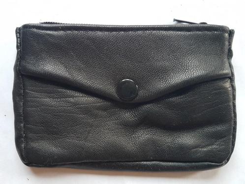 Vintage leren portemonnee 6 x 9,5 cm, Handtassen en Accessoires, Portemonnees, Gebruikt, Zwart, Leder, Ophalen of Verzenden