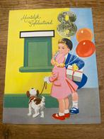 Pop-up ansichtkaart 8ste verjaardag Taart bakken, 1940 tot 1960, Feest(dag), Ongelopen, Ophalen of Verzenden
