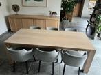 massief eiken eettafel 220x100x76, Huis en Inrichting, Ophalen, Eikenhout, 200 cm of meer, 50 tot 100 cm
