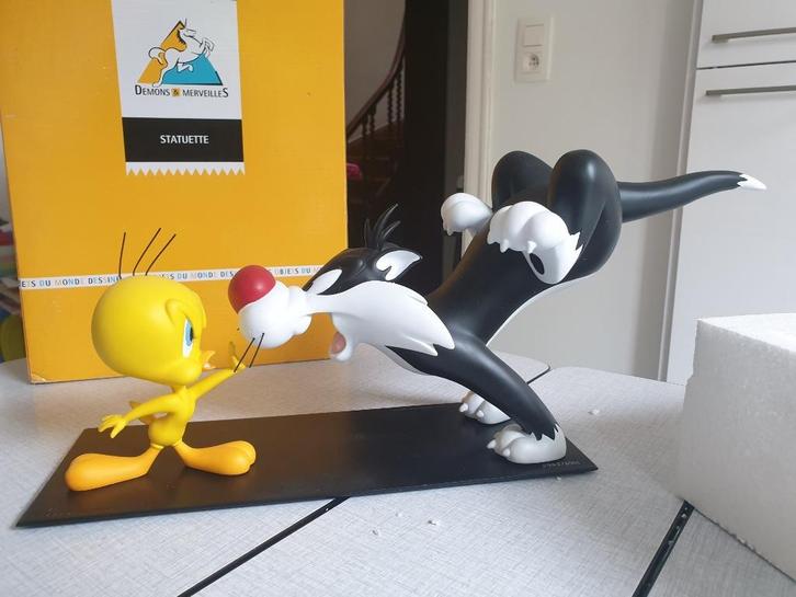 Statuette en résine Titi et Grosminet, Verzamelen, Beelden en Beeldjes, Zo goed als nieuw, Dier, Ophalen