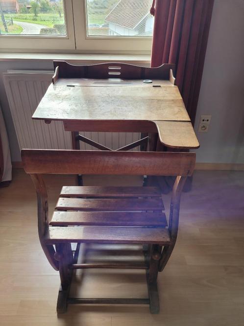 Vintage schoolbankje met vaste verstelbare stoel., Maison & Meubles, Maison & Meubles | Autre, Utilisé, Enlèvement