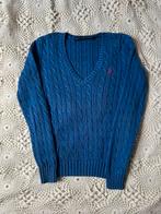 Ralph Lauren kabeltrui cable knit V-hals (XS), Kleding | Dames, Ophalen of Verzenden, Zo goed als nieuw, Blauw
