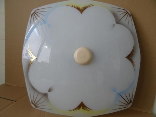 Design vintage glazen design lamp plafondlamp 48x48cm 1970, Huis en Inrichting, Lampen | Plafondlampen, Gebruikt, Glas, Ophalen of Verzenden