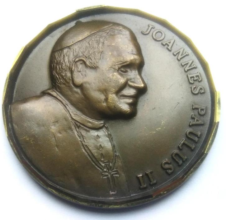 penning pausbezoek mechelen 1985 O.L.V. Hanswijk in etui, Postzegels en Munten, Penningen en Medailles, Overige materialen, Ophalen of Verzenden