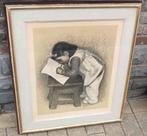 Lithographie signe Léon devos, Antiek en Kunst, Ophalen of Verzenden