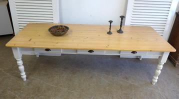 Prachtige grote witte landelijke eettafel 250 bij 90 cm beschikbaar voor biedingen