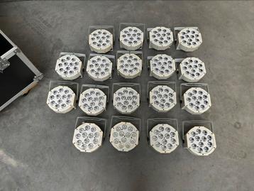 18x Uplighter Wit Led Par 12x12w RGBW 4-in-1 4xDraadloze DMX, Enlèvement, Utilisé, Lumières, Commande sonore
