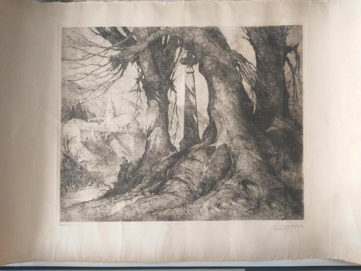 Camille BARTHÉLEMY. - Le calvaire de Laiche-Chassepierre, Antiquités & Art, Art | Eaux-fortes & Gravures, Enlèvement ou Envoi