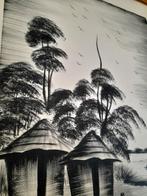 Dessin crayon, encre de Chine signé Lomange, Enlèvement ou Envoi