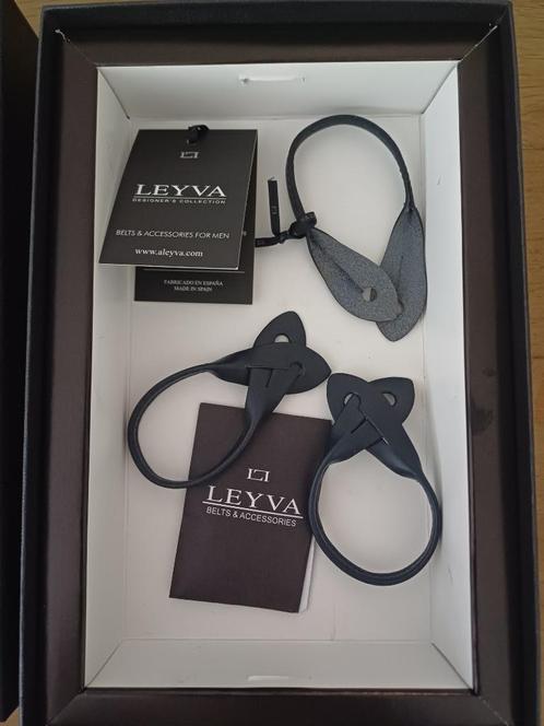 Leyva - zwart lederen bretelaccessoires, Kleding | Heren, Riemen en Ceintuurs, Nieuw, Losse buckle of gesp, Minder dan 95 cm, Zwart