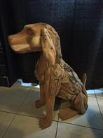 zittende hond in teak hout, Antiek en Kunst, Kunst | Beelden en Houtsnijwerken, Ophalen