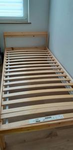 Lit simple - 90/200cm - cadre et sommier, Maison & Meubles, 90 cm, Beige, Enlèvement, 200 cm