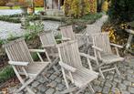 6 teakhouten tuinstoelen, Tuin en Terras, Tuinstoelen, Ophalen, Gebruikt, Teakhout, Inklapbaar