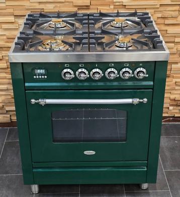 🔥 Poêle Boretti de luxe 70 cm vert et four à gaz à 4 brûleu