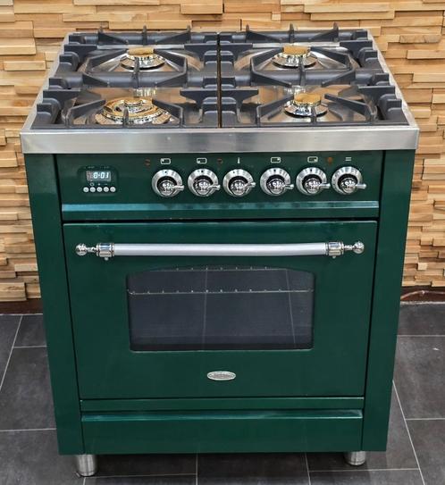 🔥 Poêle Boretti de luxe 70 cm vert et four à gaz à 4 brûleu, Electroménager, Cuisinières, Comme neuf, Autoportant, 4 zones de cuisson
