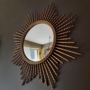 ✔️ Grote vintage zonnespiegel '60', Huis en Inrichting, Woonaccessoires | Spiegels, Ophalen, Zo goed als nieuw, Rond, 50 tot 75 cm