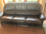 klassieke lederen salonzetel / sofa 3-zit, Huis en Inrichting, Ophalen, Gebruikt, Klassiek, Driepersoons