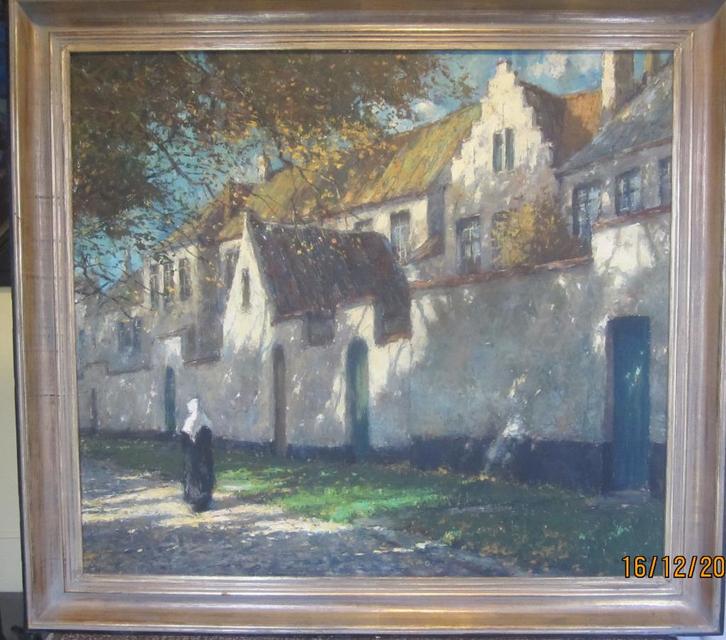 "Begijnhof Brugge" - Bernard Bosschaert, Antiek en Kunst, Kunst | Schilderijen | Klassiek, Ophalen